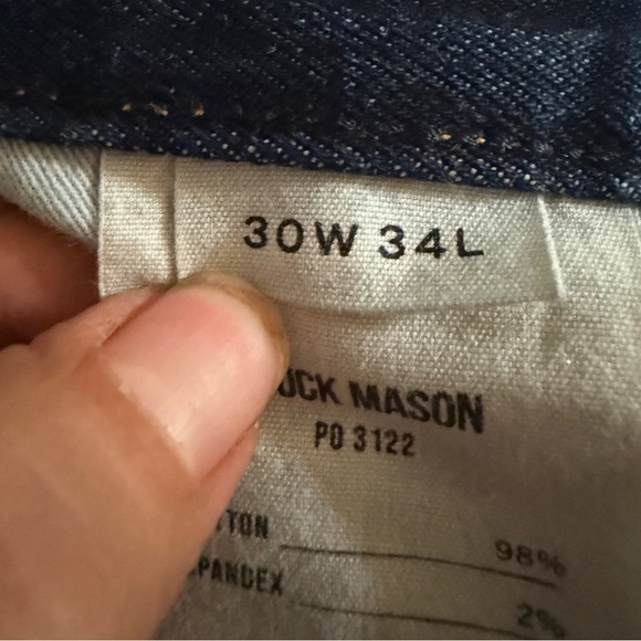 Buck Mason Men's Button Fly Maverick Slim Dark Wash Jeans - 30x34 - Picture 6 of 16